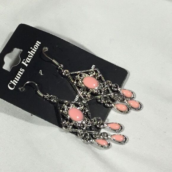 Pink Gemstone Fashion Earrings (UC3) - Picture 3 of 4